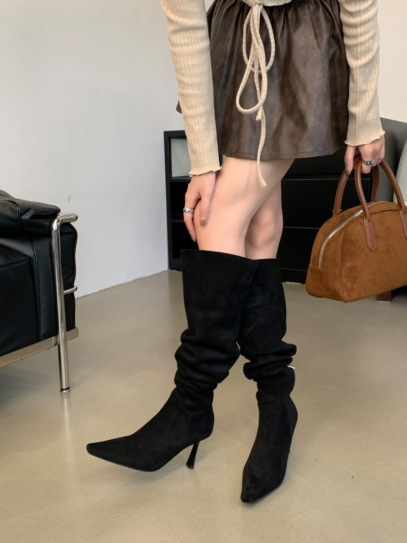 Stiletto Knight Two-way Wear Female Temperament Women's Leather Boots