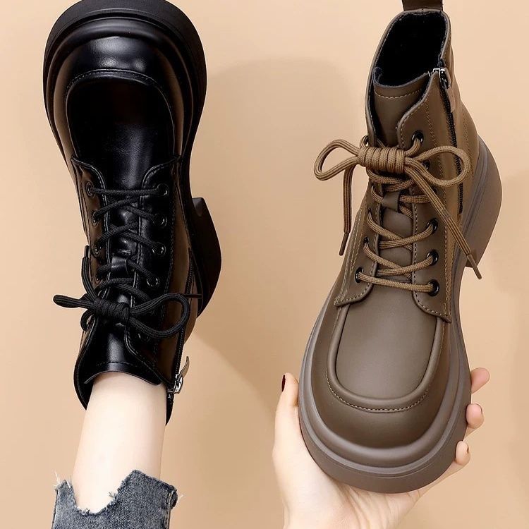 Women's & Men's Martin Cotton Mid British Style Fashion Women's Leather Boots
