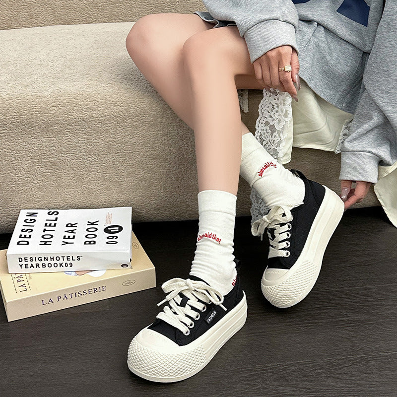 Women's Breathable Mesh Summer White Thick Bottom Height Women's Casual Shoes