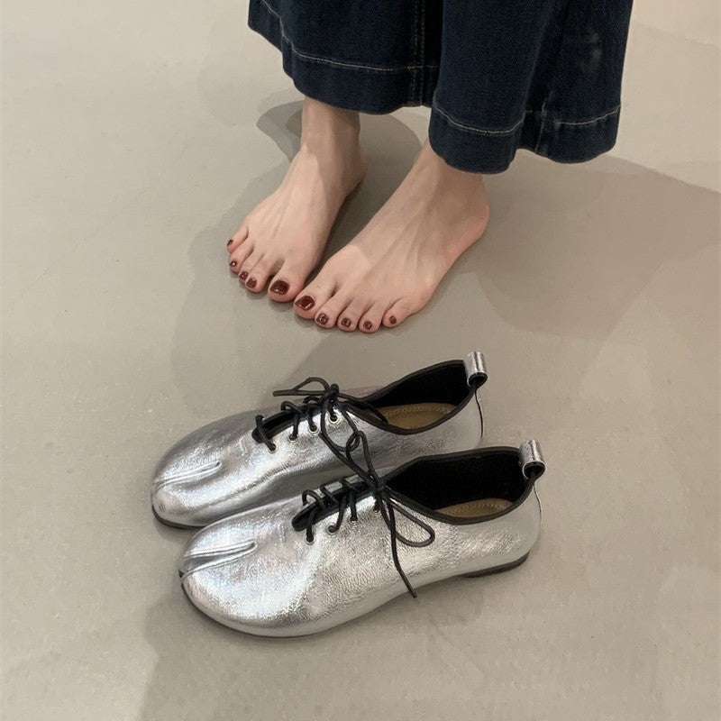 Women's Round Toe Trotter Split Flats Spring Minimalist Women's Fashion Shoes