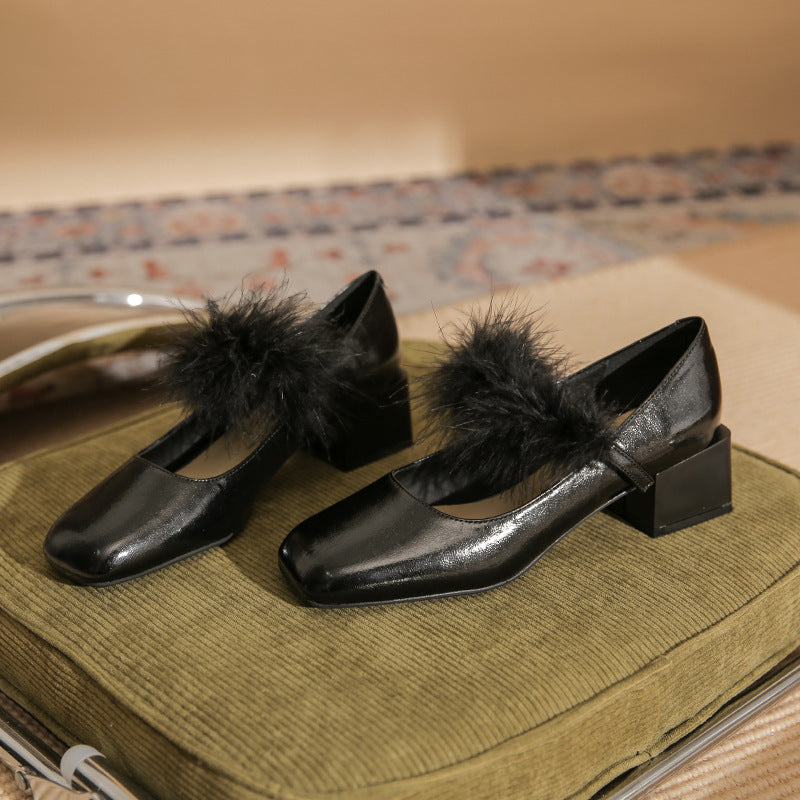 Sier High Female Square Toe Mary Jane Chunky Heels