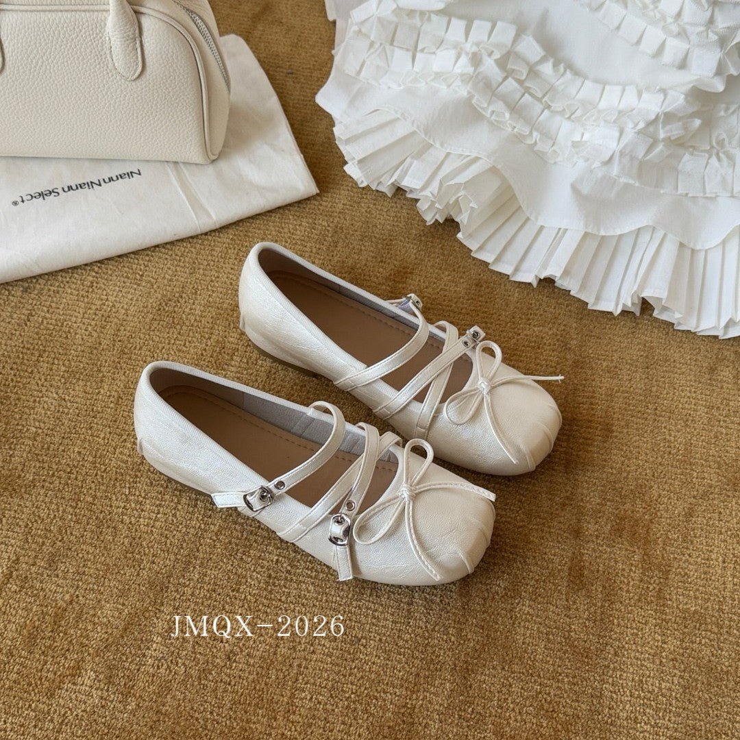 Women's Pointed Toe Mary Jane Slip-on Shallow Mouth Pumps Leather Shoes