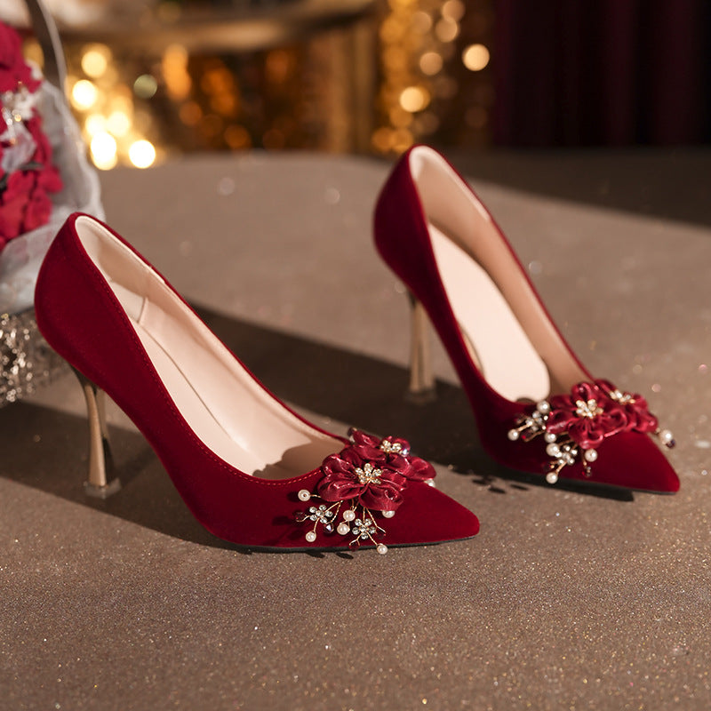 Women's Red Wedding For Bridal Small Size High Engagement Dress Large Women's Fashion Shoes