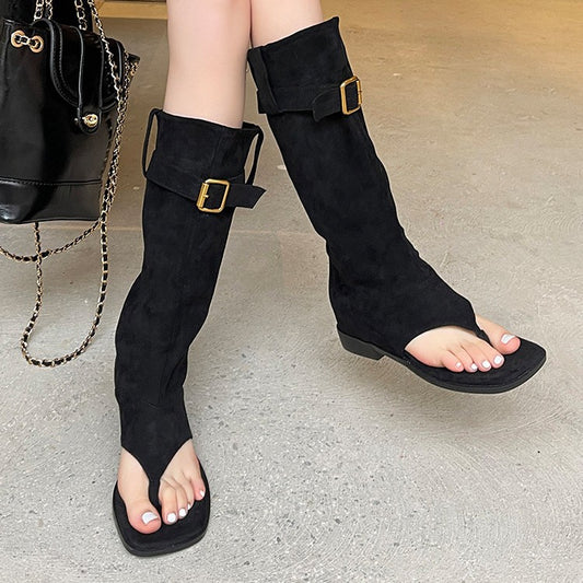 Women's Flip-flops Height Increasing Insole Retro Western Boots