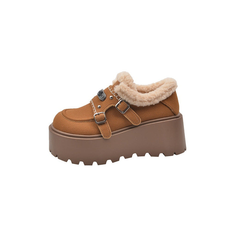 Height Increased Cotton Female Winter Fleece Lined Padded Warm Keeping Boots