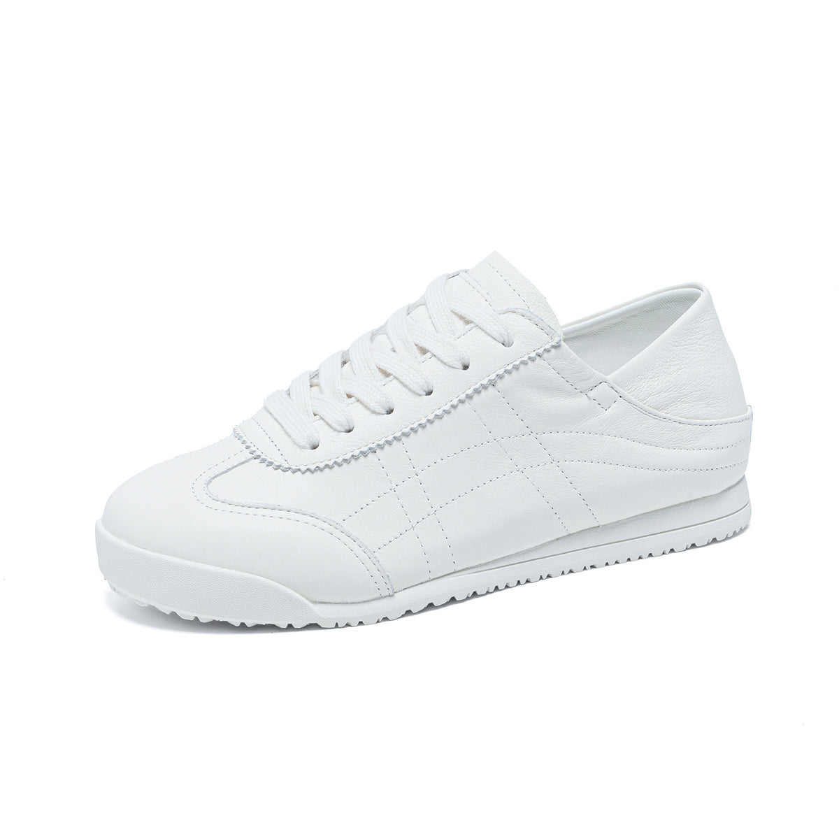 Women's White Summer First Layer Cowhide Two-way Wear Elevator Wild Sneakers