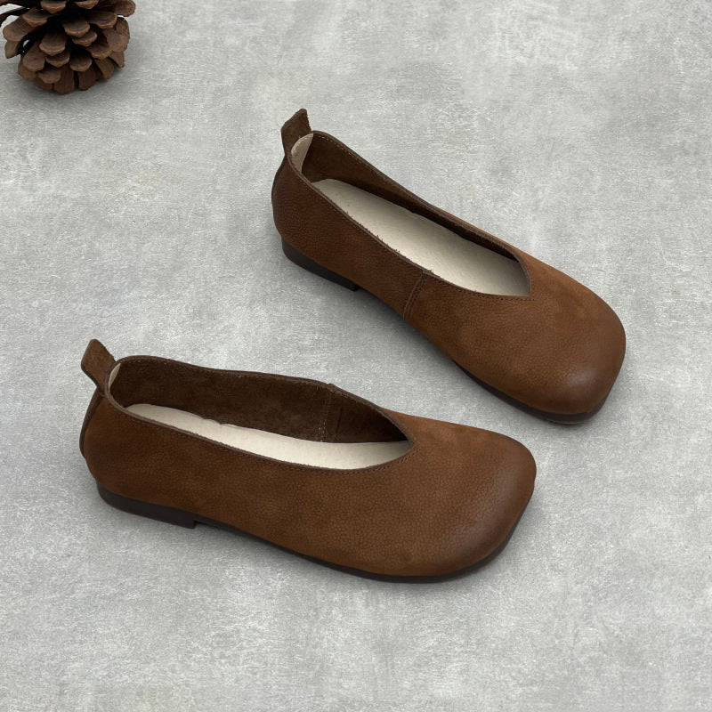 Women's Artistic Crafts Low-cut Authentic Pumps Square Head Flat Women's Casual Shoes