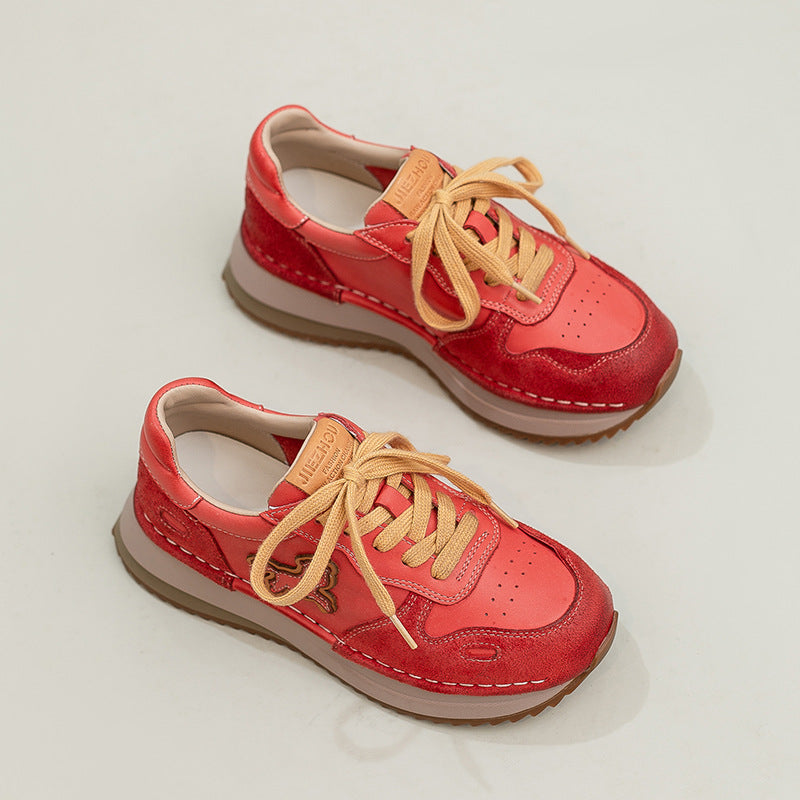 Women's First Layer Cowhide Sports Style Comfortable Women's Casual Shoes