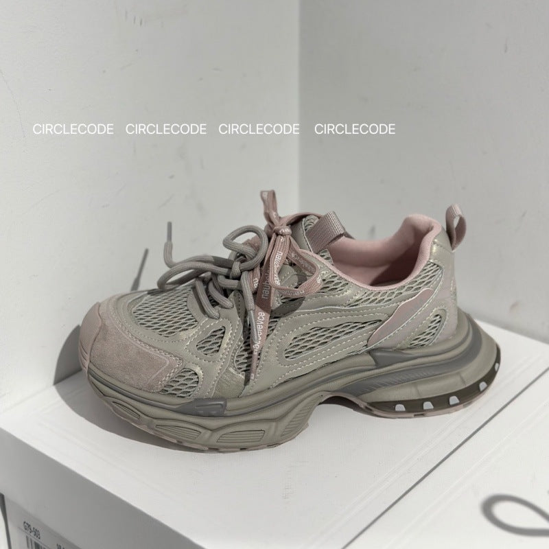 Women's Genuine Breathable Mesh Platform Heightened Daddy Spring Women's Sports Shoes