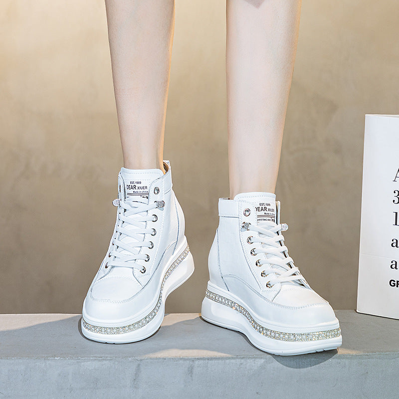 Women's Genuine Made Korean Hidden Platform European Casual Shoes