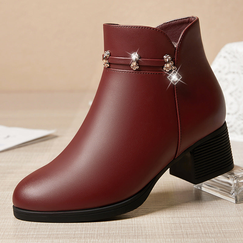 Women's Mother's Short Soft Surface Thick Fleece-lined Women's Shoes