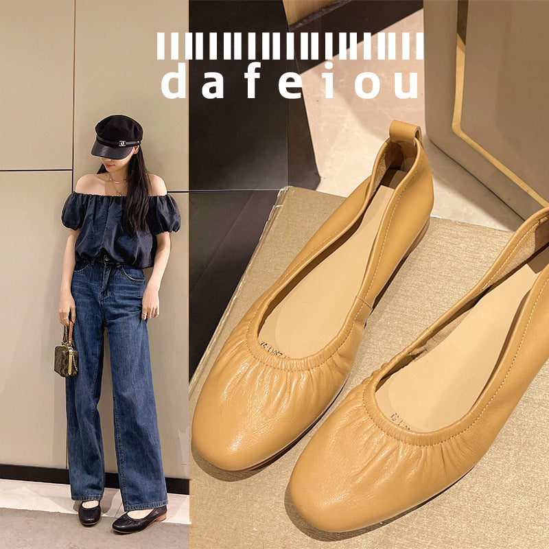 Women's Sheepskin Flat Pumps Genuine Slip-on Mary Women's Casual Shoes