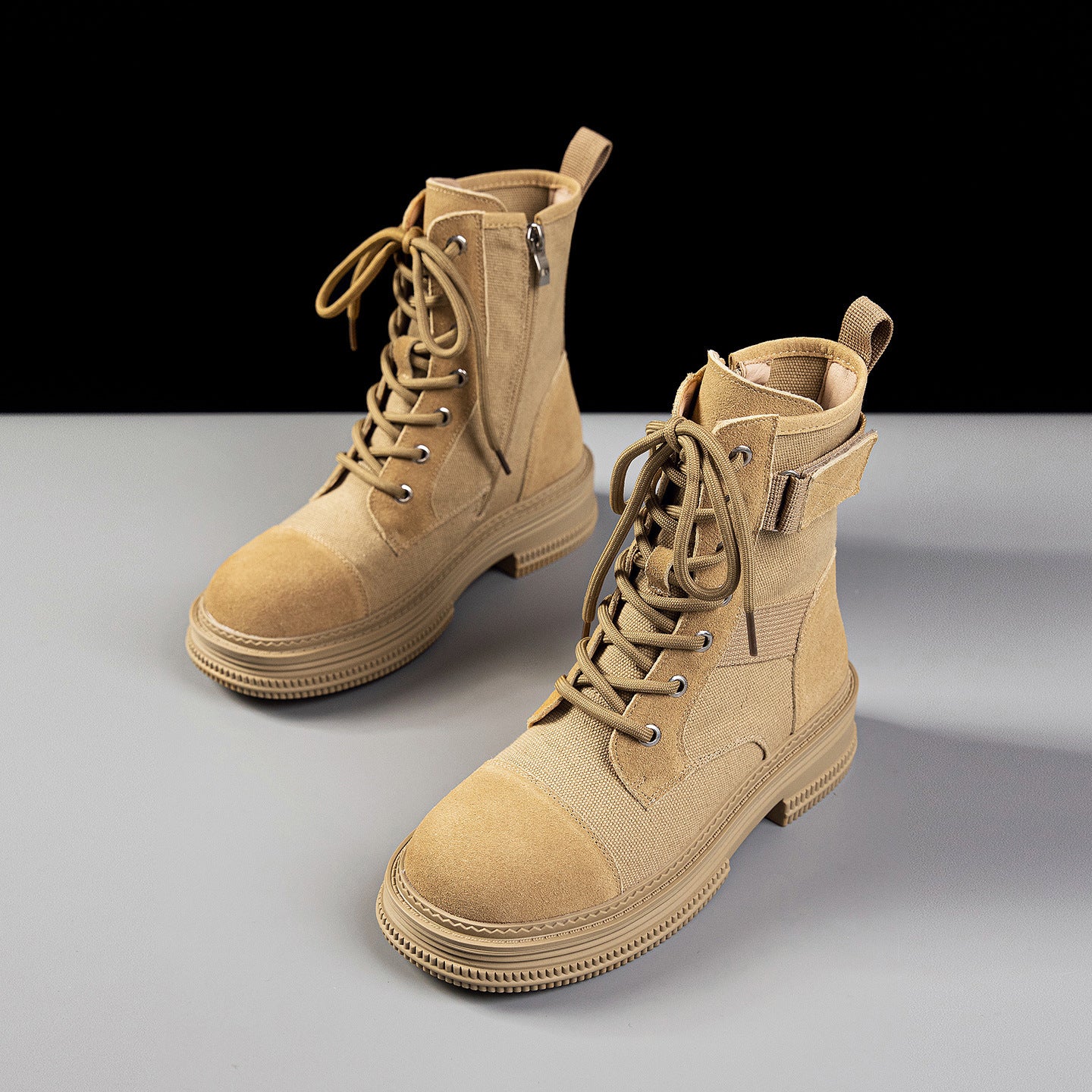 Women's Summer Thin Breathable Lace Up Round Toe Side Women's Leather Boots