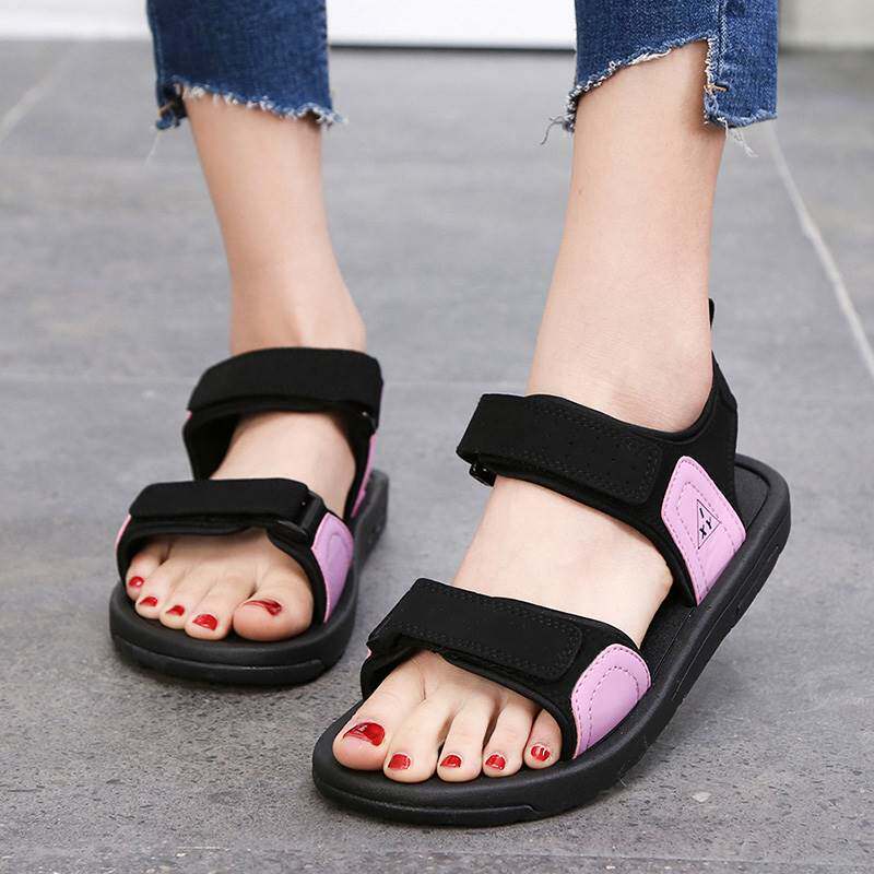 Women's Moms Summer Soft Bottom Flat Grandma Vietnam Large Size Velcro High Heeled Sandals