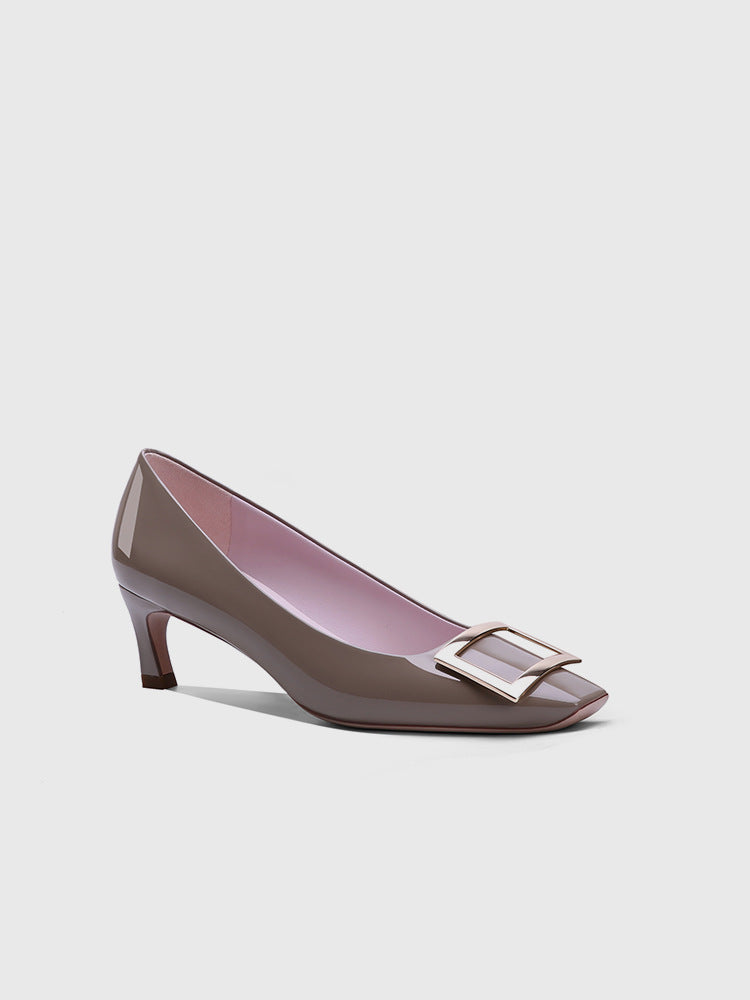 Women's Square Toe Buckle High Metal Workplace Women's Fashion Shoes