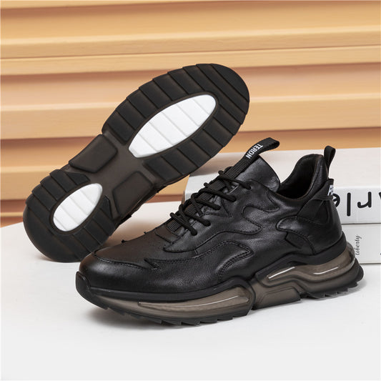 Men's First Layer Cowhide Lace Up Comfortable Sneakers