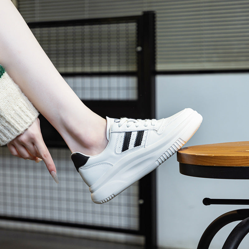 Women's Top Layer Cowhide White Spring Korean Sneakers