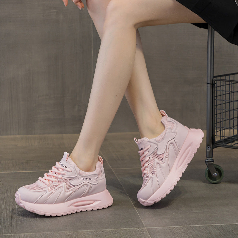 Genuine Mesh Surface Platform Height Increasing Insole Women's Casual Shoes