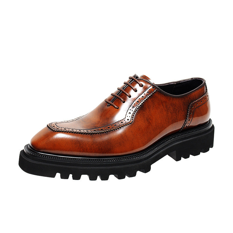 Men's Formal Wear Oxford Thick Sole Height Leather Shoes