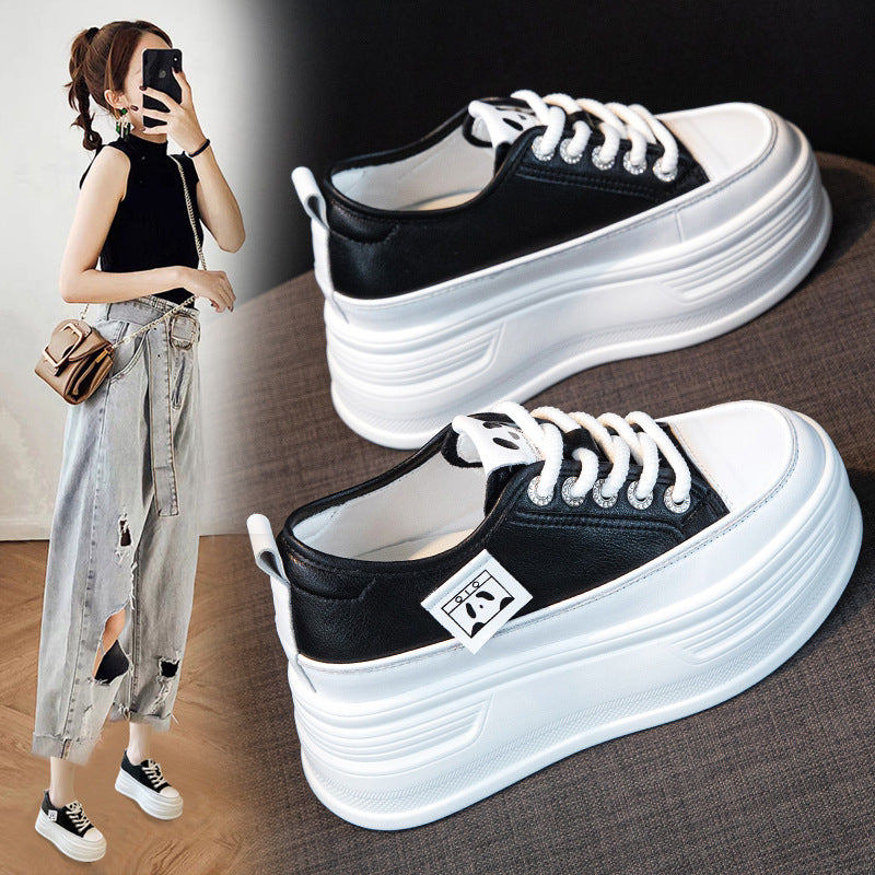 Women's Genuine Elevator White Thick Bottom Small Sports Women's Casual Shoes