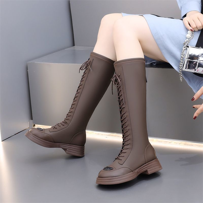 Single-layer Small Thin Flat Below The Women's Leather Boots
