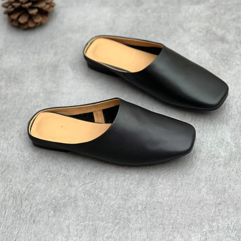 Women's Artistic Crafts Genuine Closed Toe Summer Flat Slippers