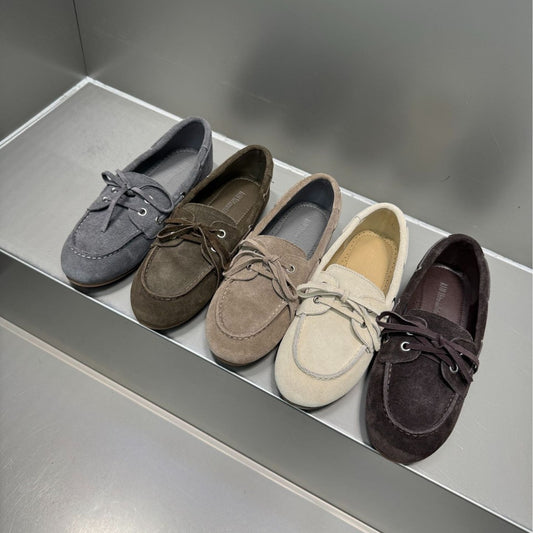 Women's Style Lace Up Round Toe Flat Slip-on Loafers