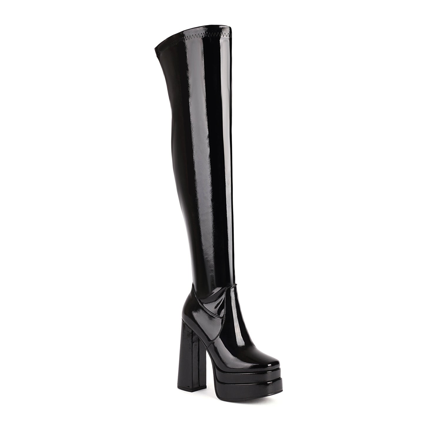 Women's Patent Waterproof Platform High Long Heels