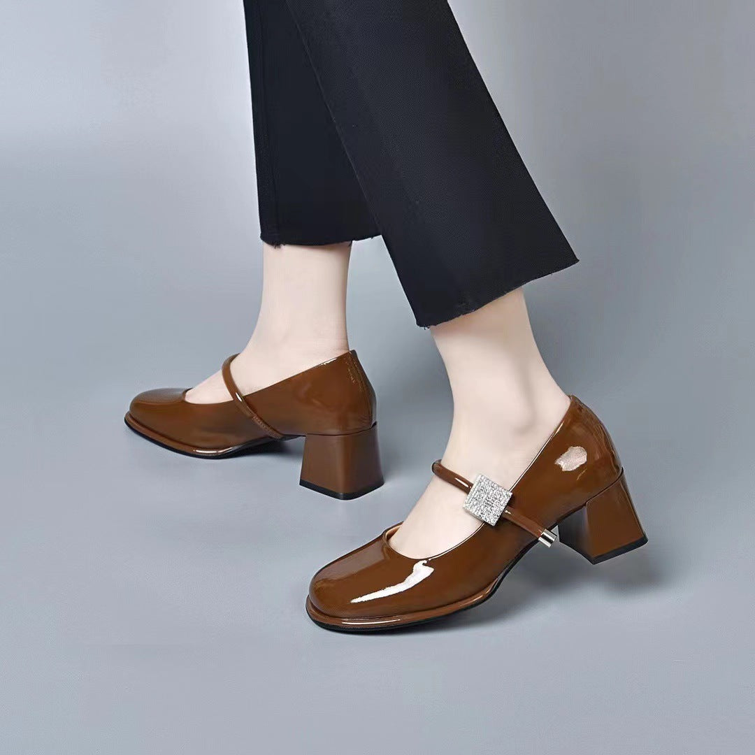 Women's Square Toe Mary Jane Spring Korean High Temperament Wild Fairy Women's Fashion Shoes
