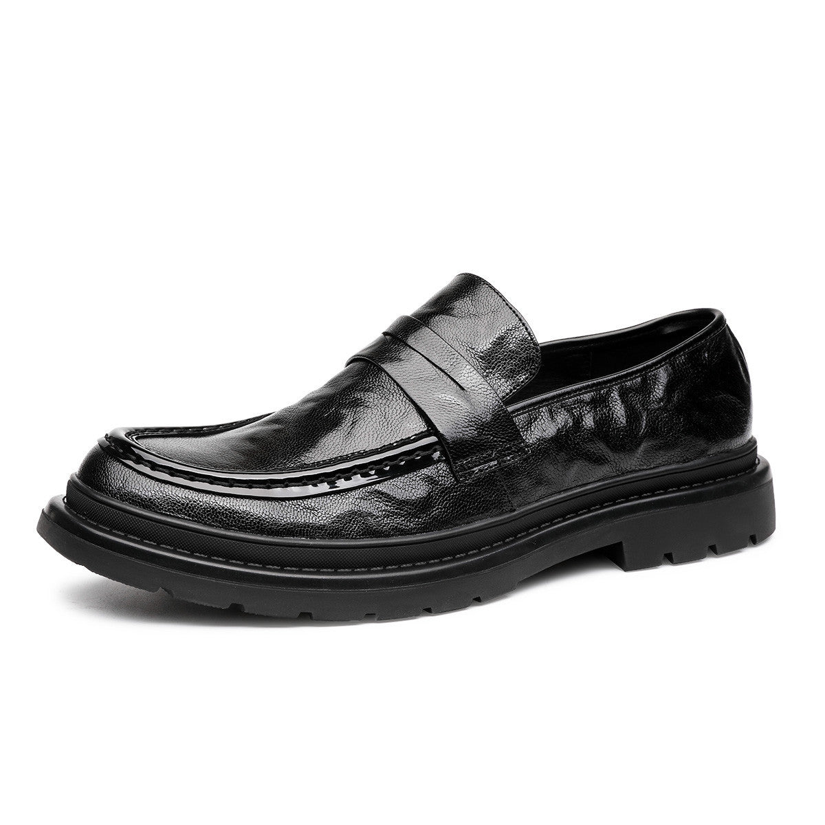 Men's Business Spring Slip-on Black Commuter Leather Shoes