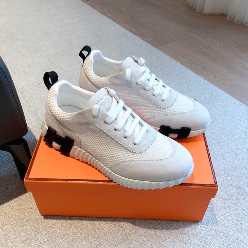Women's & Men's White Thick-soled Couple Flat Breathable Running Women's Fashion Shoes