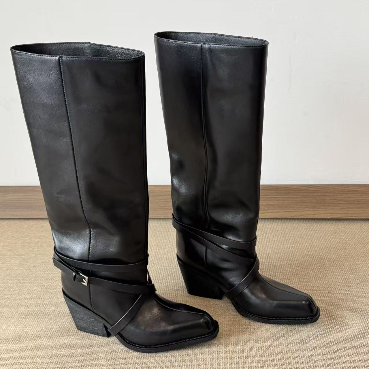 High Mid Martin Commuter Chunky Chelsea Long Women's Leather Boots