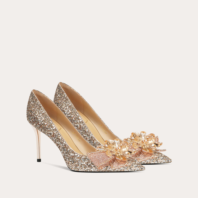 Reception Dress Bridal Crystal Bridesmaid French Women's Fashion Shoes