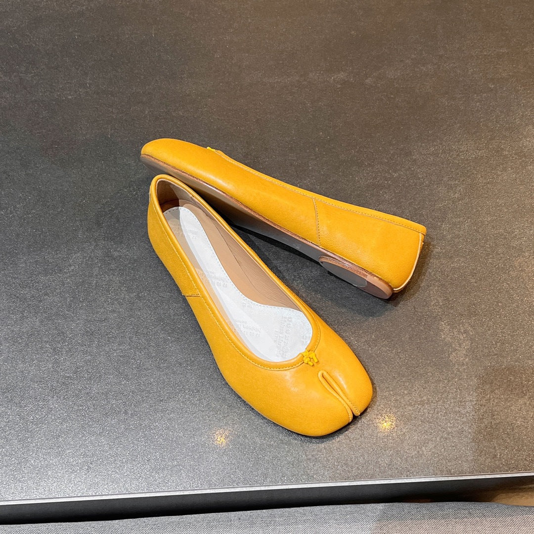 High Version Genuine Sheep Skin Split Toe Flat Ballet Loafers