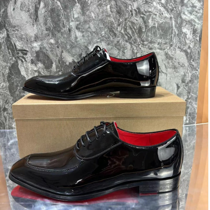 Men's Sole Black Patent Cowhide Formal Wedding Men's Business Leather Shoes
