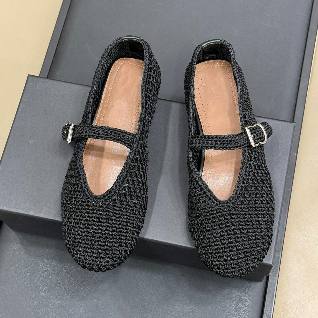 Women's Style Niche Woven Breathable Mary Jane Flat Linen Men's Shoes