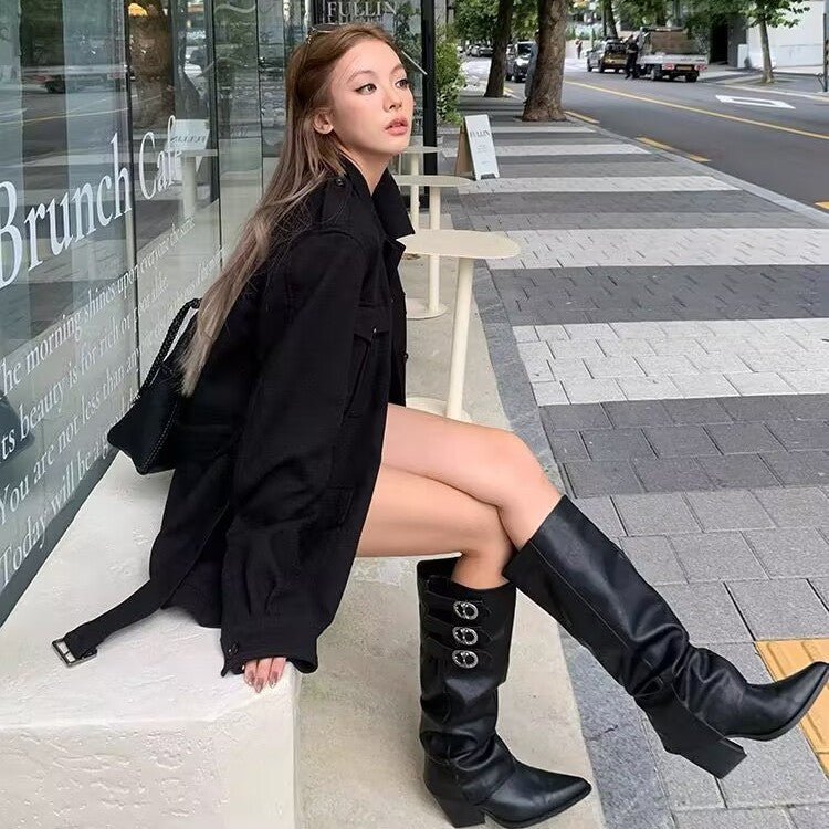 Men's & Women's Thirteen Heart Hardware Buckle Detachable Cover Boots