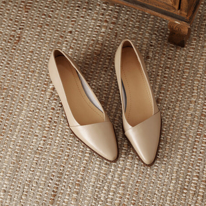 Women's Sheepskin Soft Pointed High Small Grandma Summer Thick Bottom Classic Women's Fashion Shoes