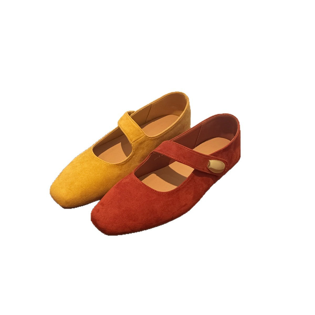 Women's French Retro Square Toe Low-cut Spring Goat Skin Suede Flat Women's Fashion Shoes