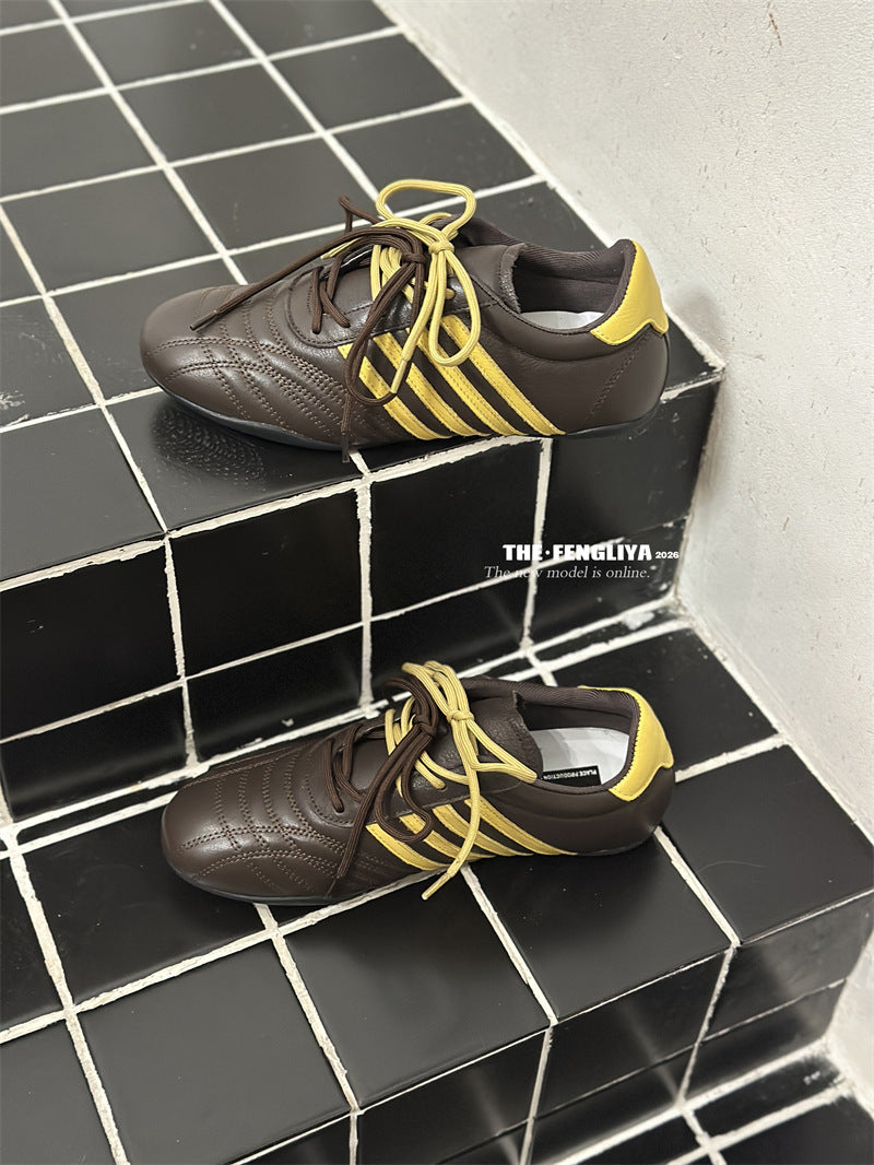 Women's Head Flat German Training Spring Retro Color Casual Shoes