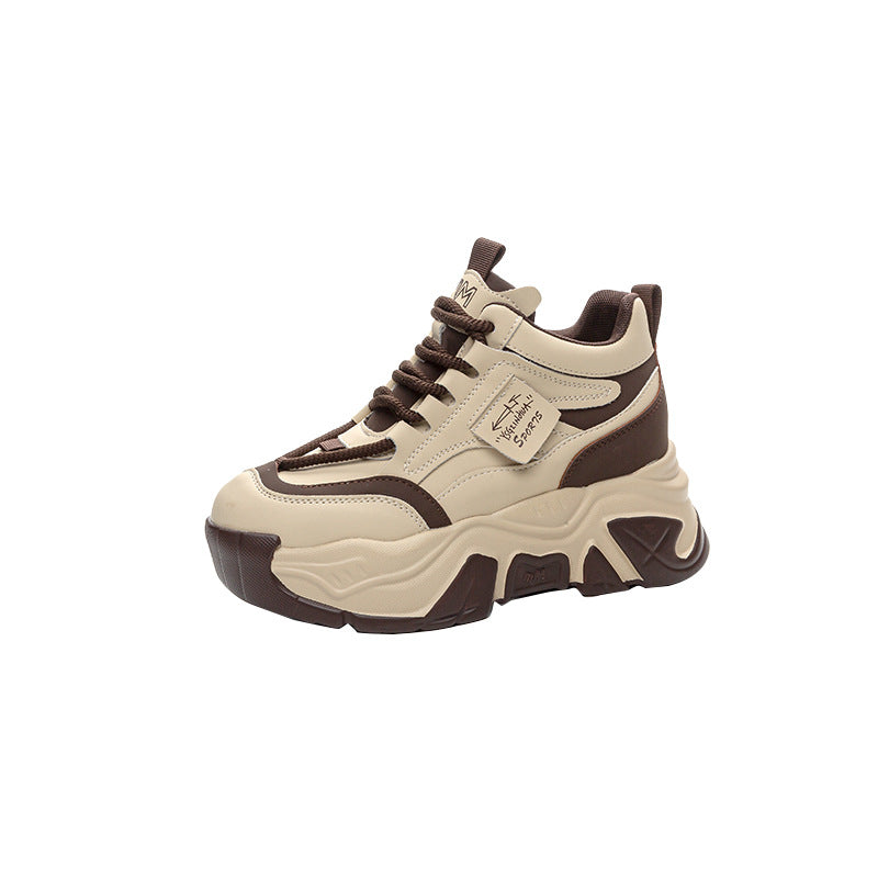 Women's Height Increasing Insole Dad Fashion Platform White Wedge Color Women's Casual Shoes