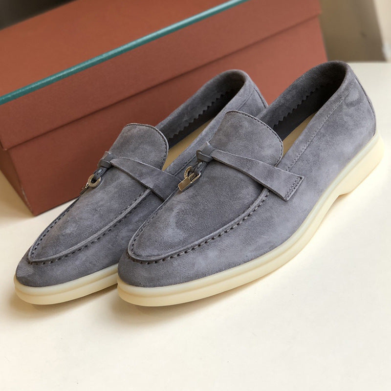 Women's Channel Top Plate Slip-on Pumps Flat Bottom England Style Tassel Loafers