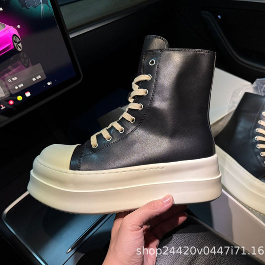 Couple Dark Four Breathable Thick Sole Height Increasing High Street Sneakers