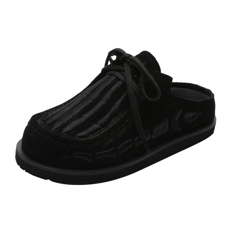 Women's & Men's Deer Kangaroo Round Toe Embroidery Niche Slippers