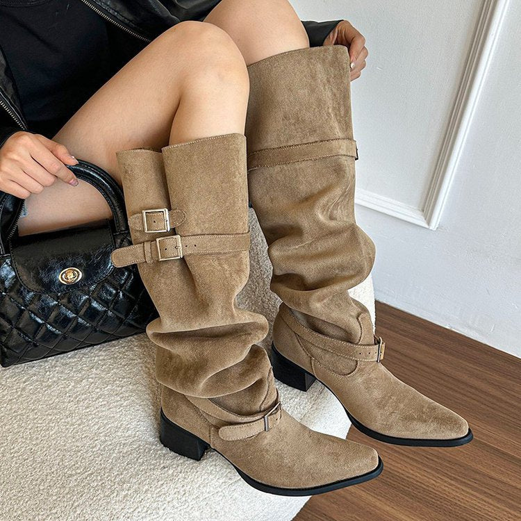 Women's Super Hot Pantyhose Thick Black Below The Knee Pile Style Boots