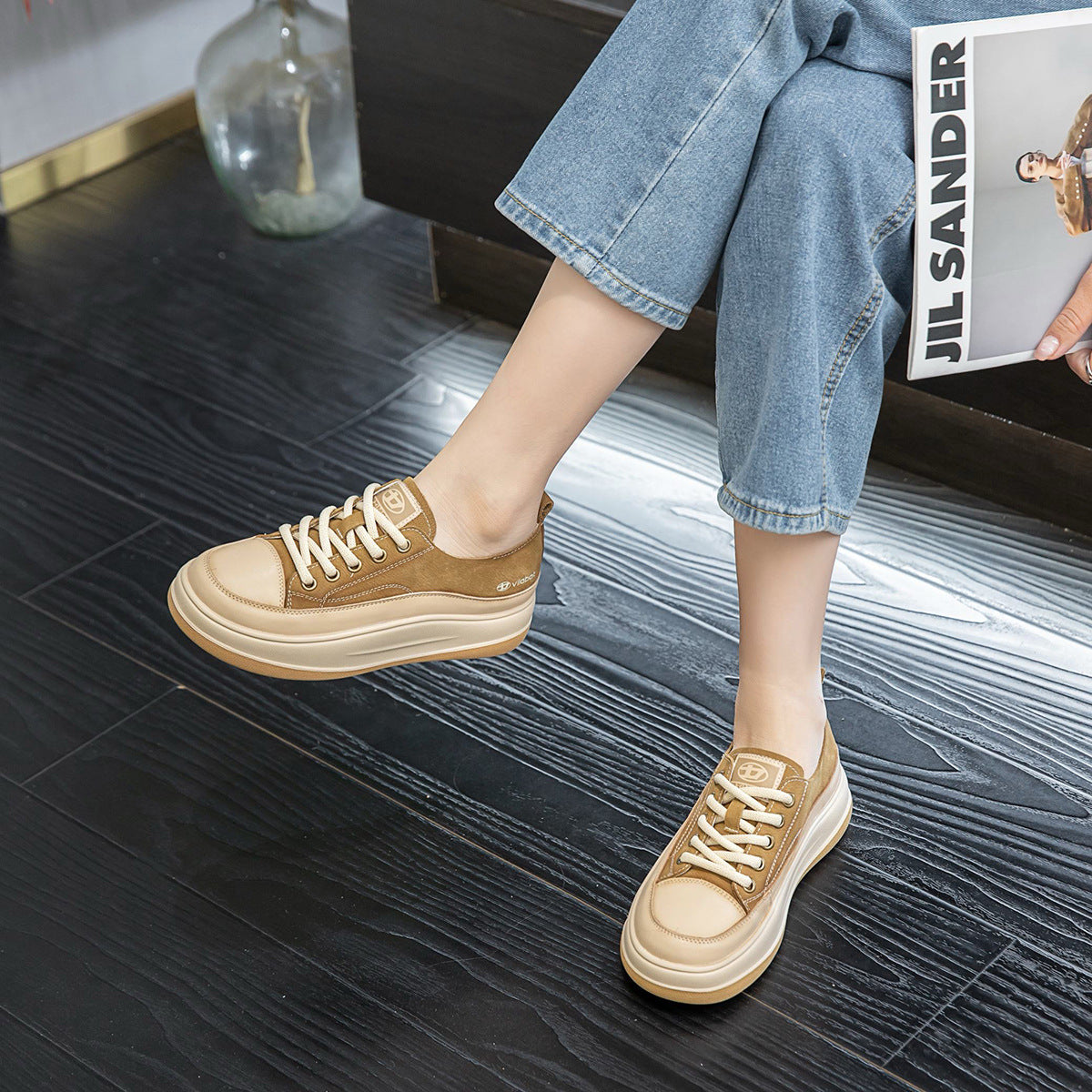 Women's Packaging Top Layer Cowhide Foam Bottom Retro Casual Shoes