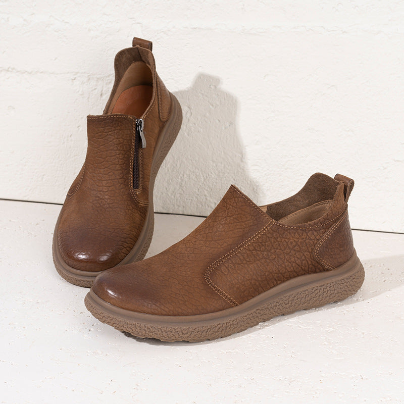 Men's Travel First Layer Cowhide Spring Soft Bottom Breathable Side Men's Casual Leather Shoes
