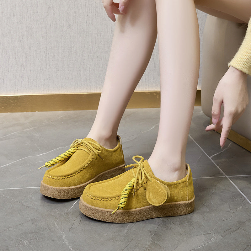Women's & Men's Couple Platform Kangaroo Biscuit Derby Retro Women's Sports Shoes