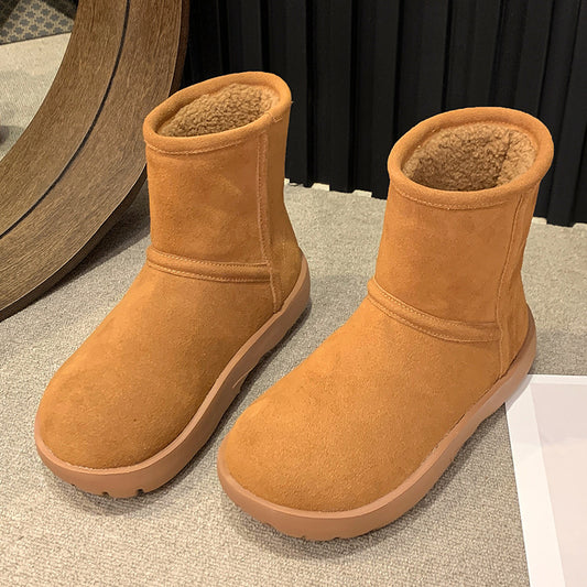 Women's Genuine Thick Fleece Bottom Fur Booties Warm Boots