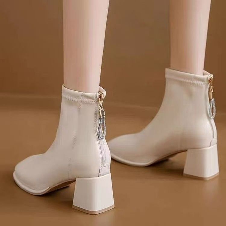 Women's Chunky Martin Female British Style Veet Short Women's Leather Boots